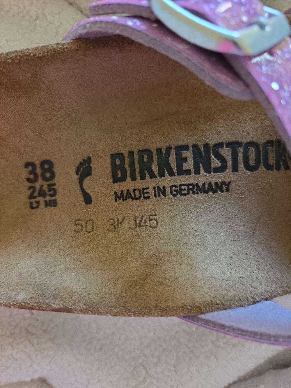 Birkenstock Mayari Pink Glitter Sparkle Sandals Size 38 EUC Worn Once - Picture 4 of 5